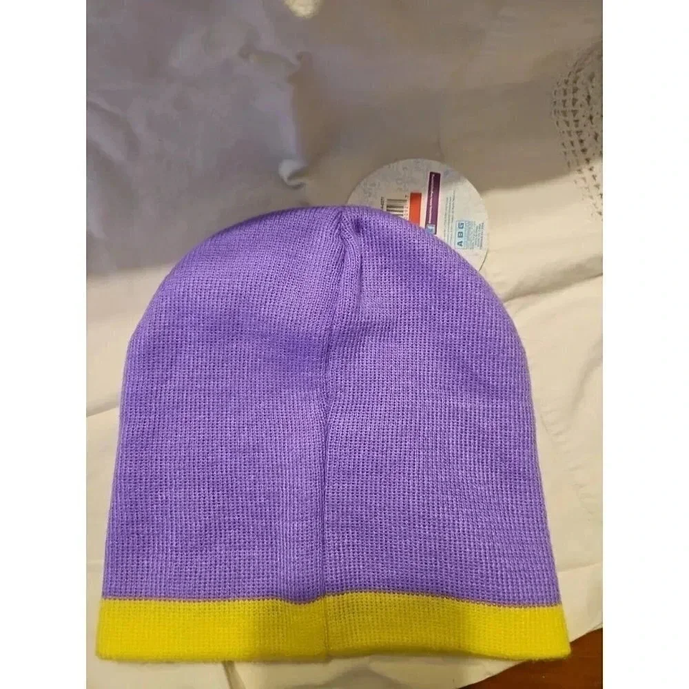 My Little Pony Girls Purple‎ & Yellow Stripe Pony Power Knit Beanie Stocking Hat